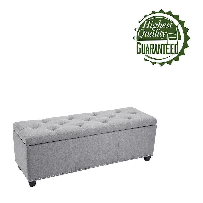 Pouf de rangement à couvercle rabattable en tissu