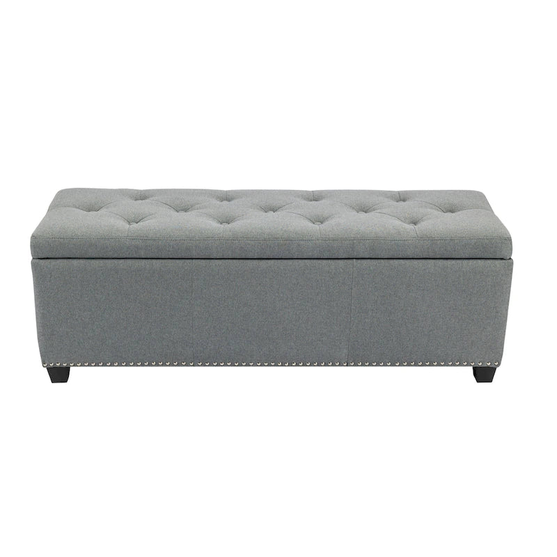 Pouf de rangement à couvercle rabattable en tissu