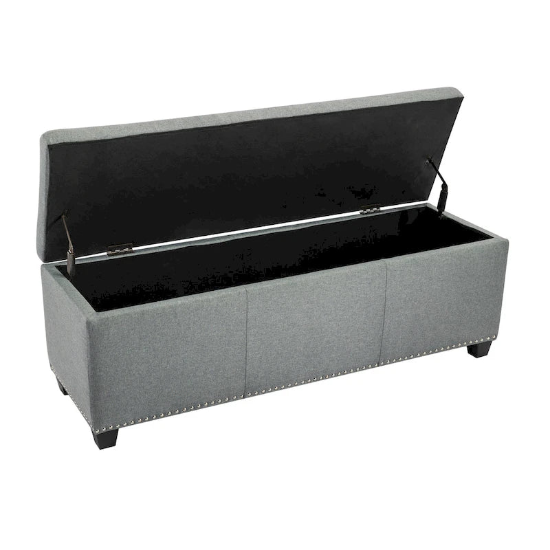 Pouf de rangement à couvercle rabattable en tissu