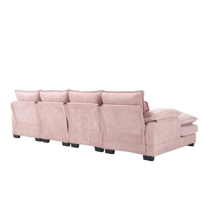 Canapé modulable Cloud pour salon, canapé d'angle moderne en chenille/boucle, canapé convertible modulable confortable avec double méridienne