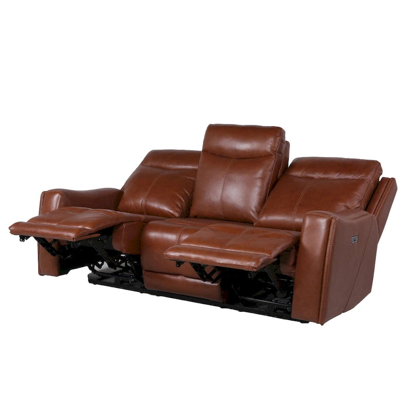Fauteuil inclinable électrique en cuir pleine fleur de vache