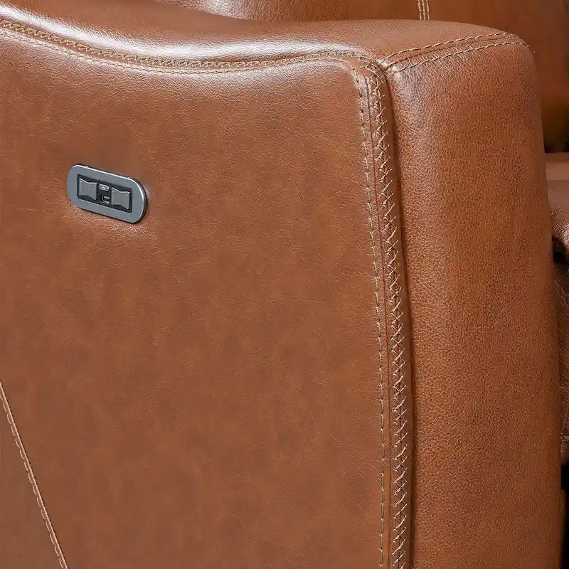 Fauteuil inclinable électrique en cuir pleine fleur de vache