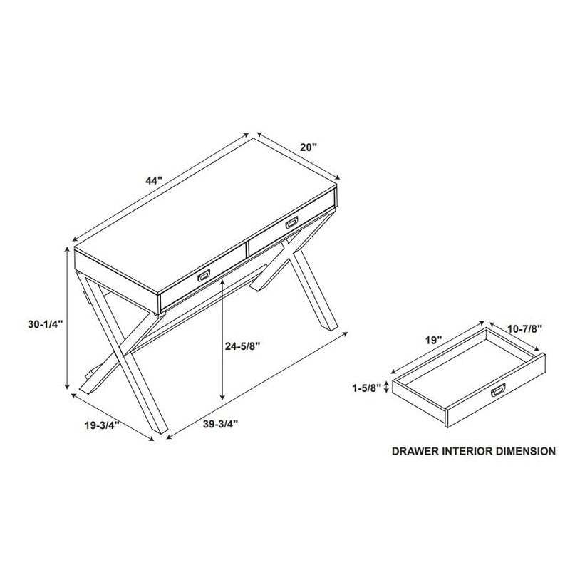 Bureau à cadre en X avec tiroirs