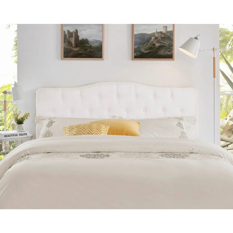 Tête de lit capitonnée embellie de boutons, tête de lit réglable en hauteur, tête de lit en tissu de haute qualité.