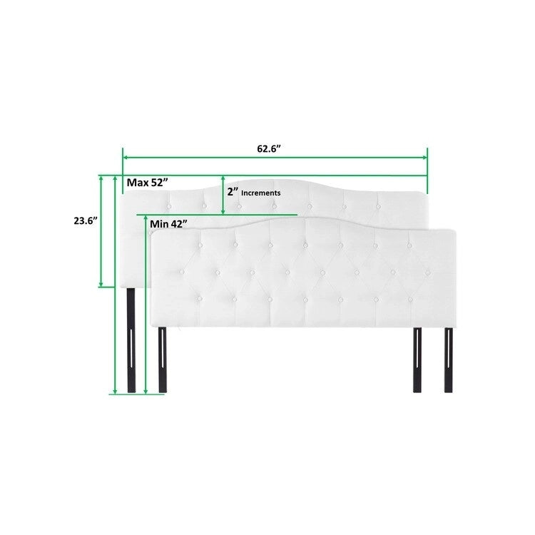 Tête de lit capitonnée embellie de boutons, tête de lit réglable en hauteur, tête de lit en tissu de haute qualité.