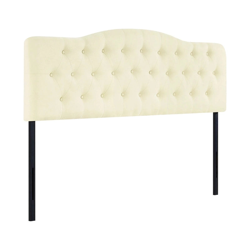 Tête de lit capitonnée embellie de boutons, tête de lit réglable en hauteur, tête de lit en tissu de haute qualité.