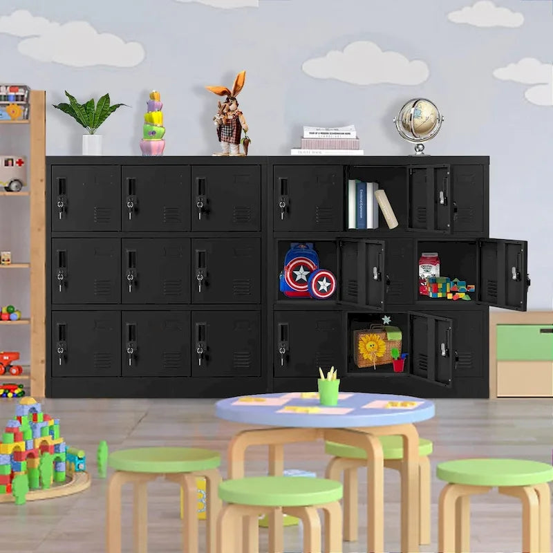 Vestiaire métallique à 9 portes pour l'école, le bureau, la salle de sport
