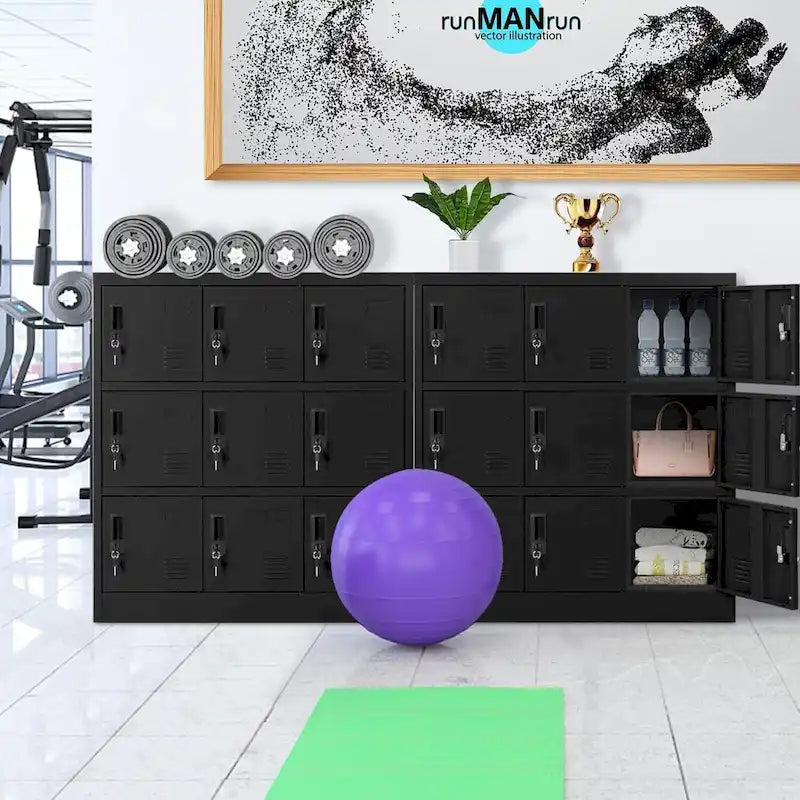Vestiaire métallique à 9 portes pour l'école, le bureau, la salle de sport