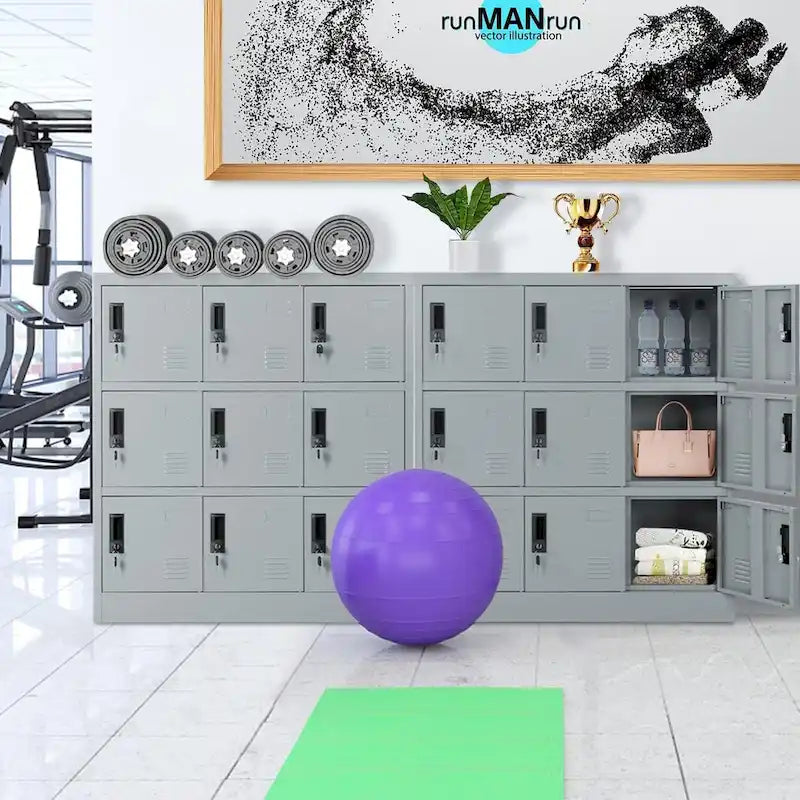 Vestiaire métallique à 9 portes pour l'école, le bureau, la salle de sport