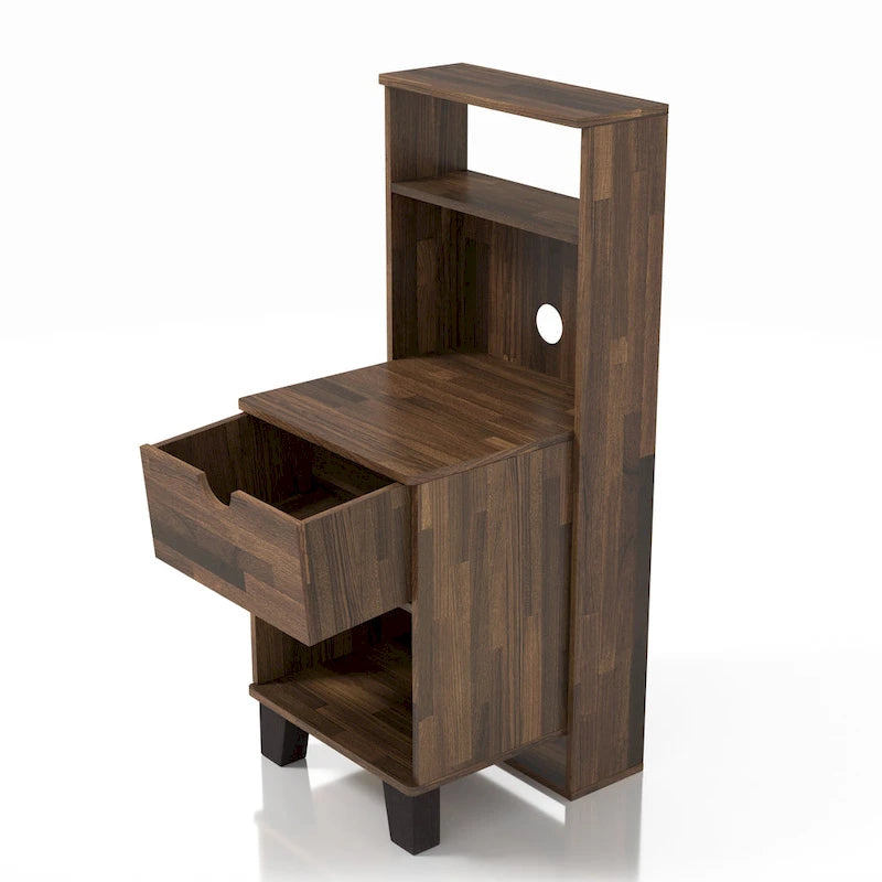 Table de chevet compacte à trois tiroirs de style transitoire
