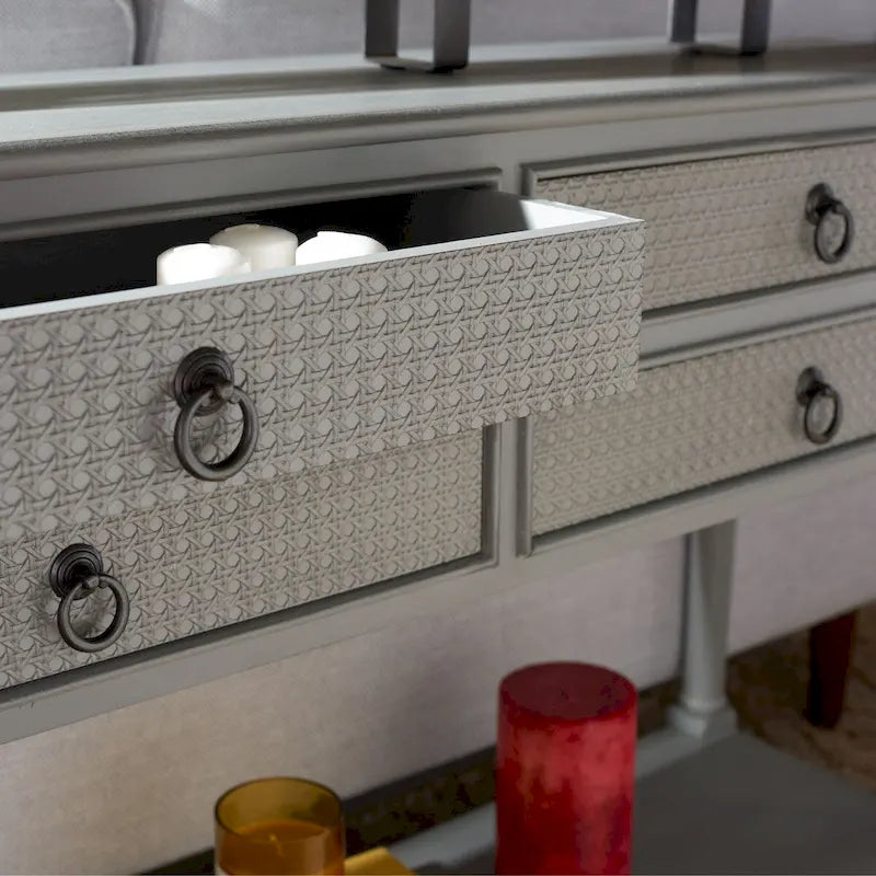 Console à quatre tiroirs - 42 pouces de large x 13 pouces de long x 29,5 pouces de haut - 42 pouces de large x 13 pouces de profondeur x 30 pouces de haut