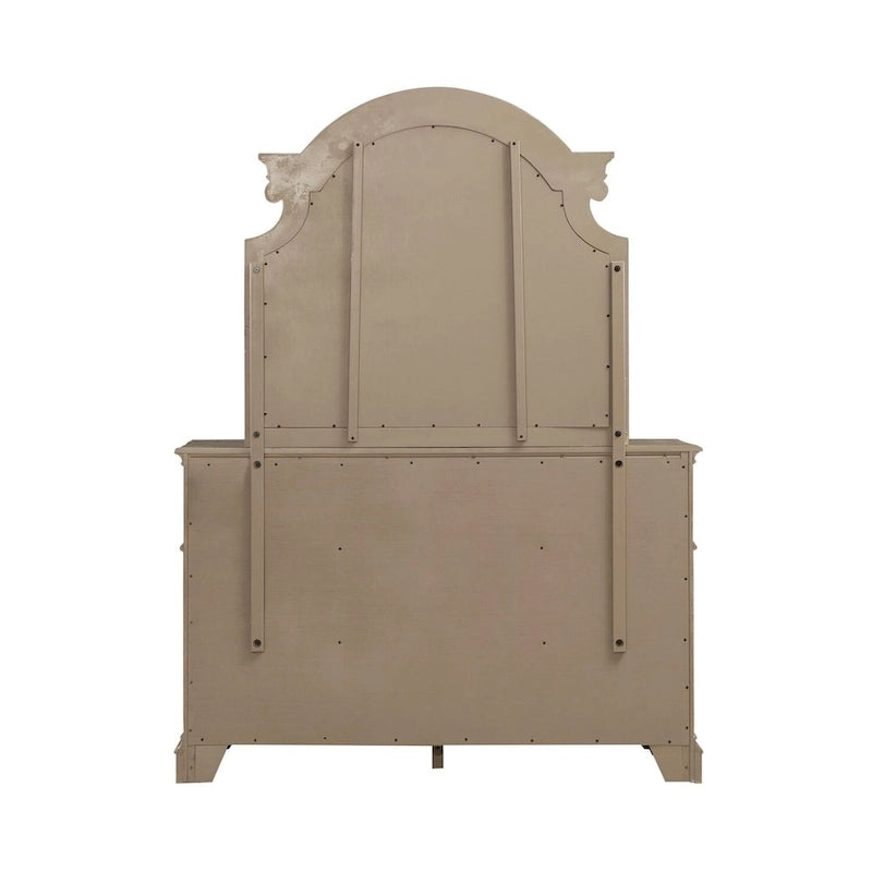 Lit capitonné Magnolia Manor, et ensemble commode et miroir