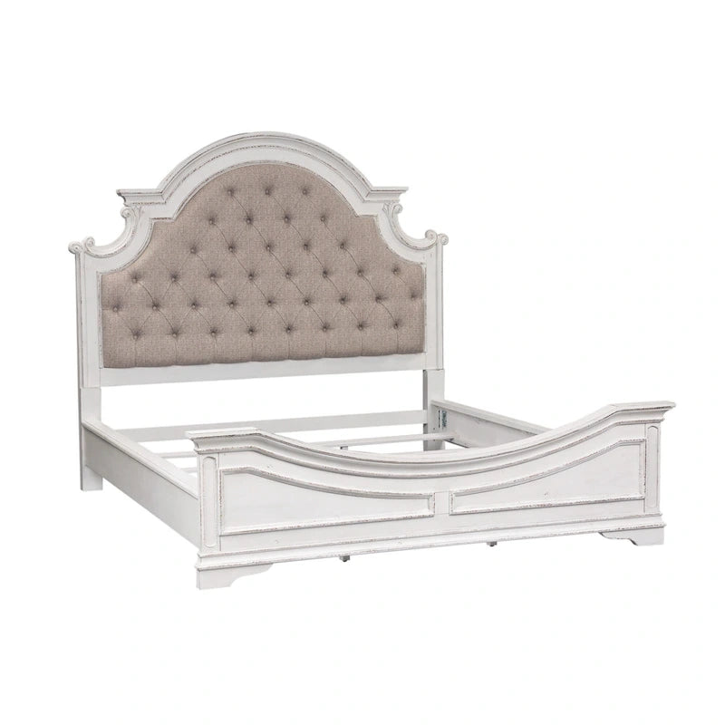 Lit capitonné Magnolia Manor, et ensemble commode et miroir
