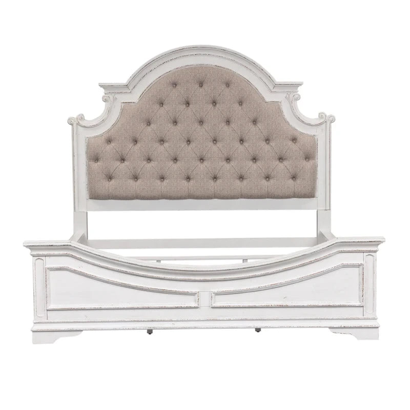 Lit capitonné Magnolia Manor, et ensemble commode et miroir