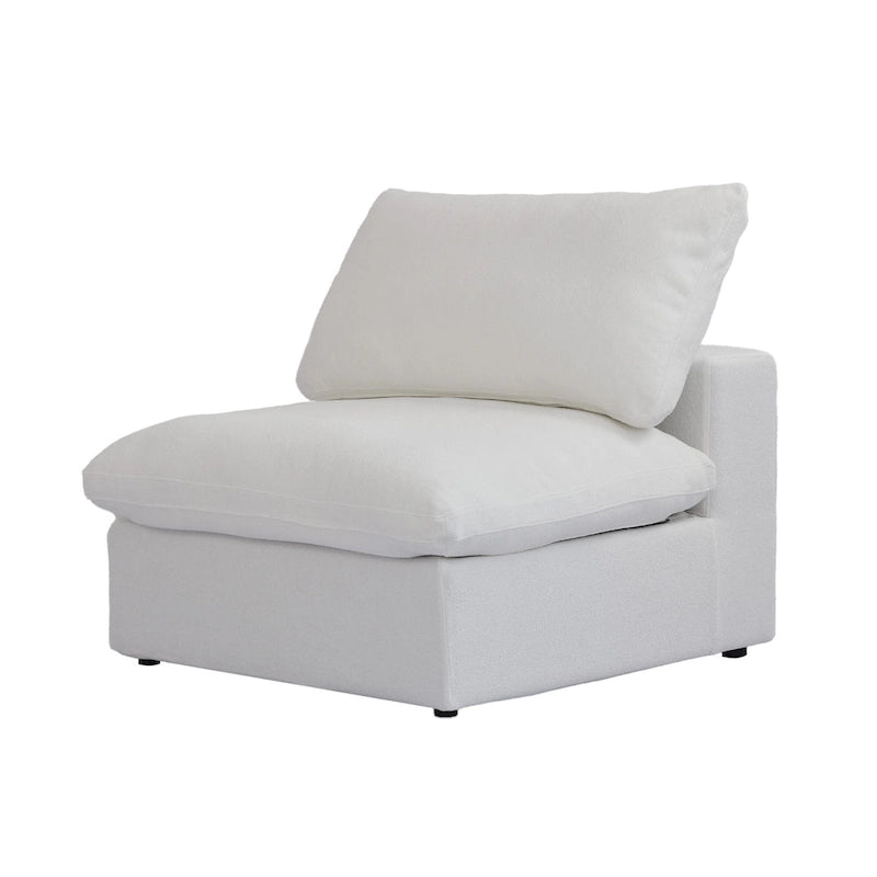 Canapé d'angle en plumes, 5 places, avec pouf