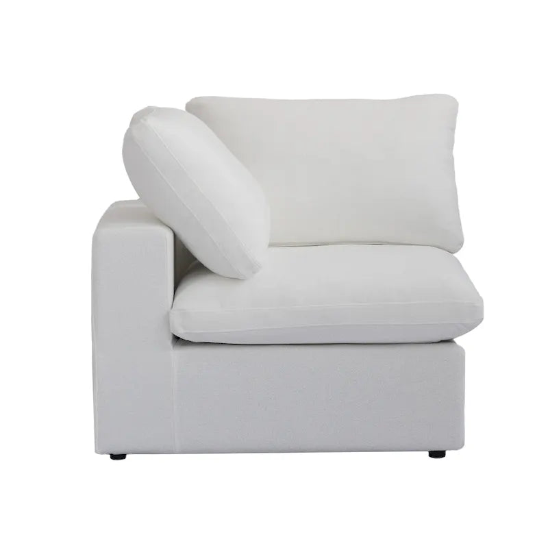 Canapé d'angle en plumes, 5 places, avec pouf