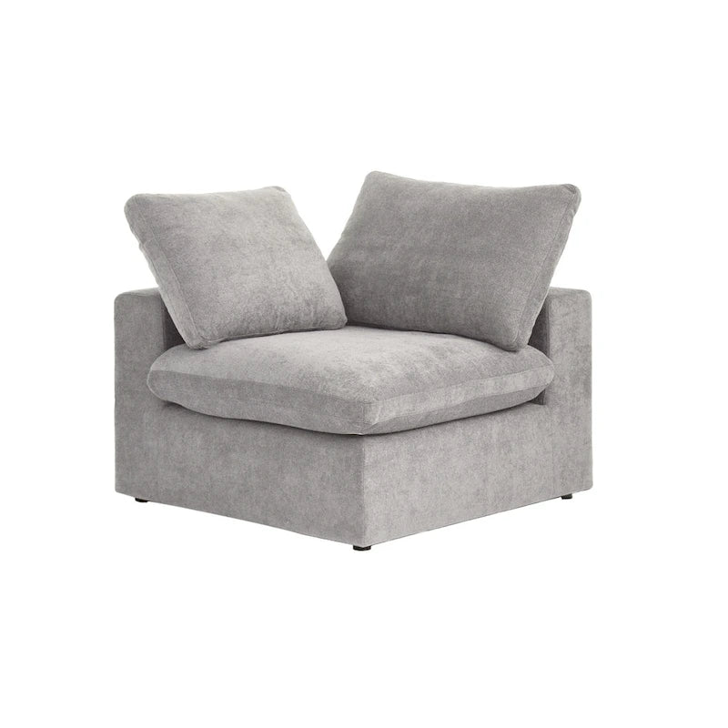 Canapé d'angle en plumes, 5 places, avec pouf