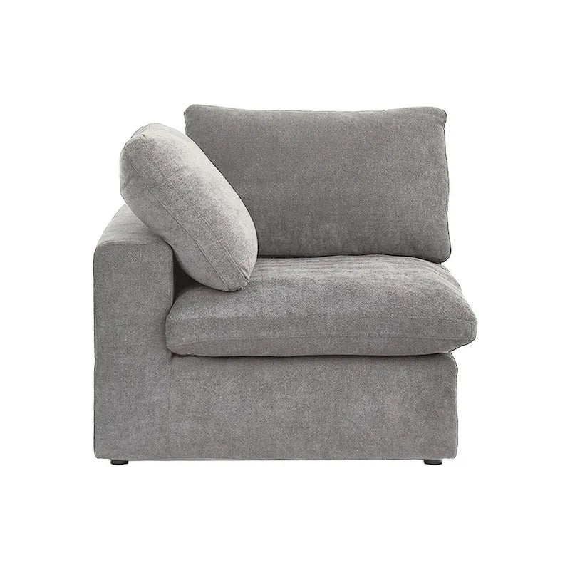 Canapé d'angle en plumes, 5 places, avec pouf