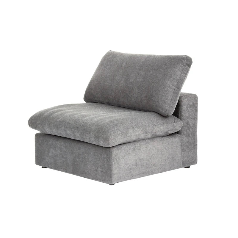 Canapé d'angle en plumes, 5 places, avec pouf