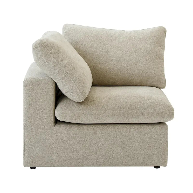 Canapé d'angle en plumes, 5 places, avec pouf