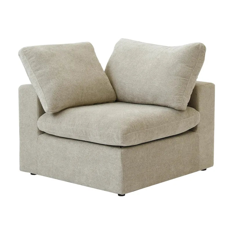 Canapé d'angle en plumes, 5 places, avec pouf