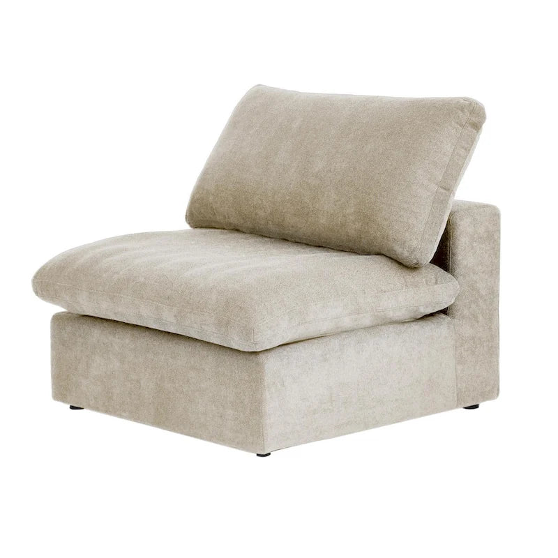 Canapé d'angle en plumes, 5 places, avec pouf