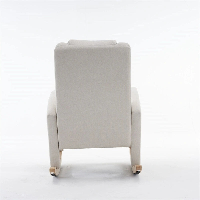 Fauteuil à bascule de puériculture ergonomique en tissu avec repose-pieds réglable