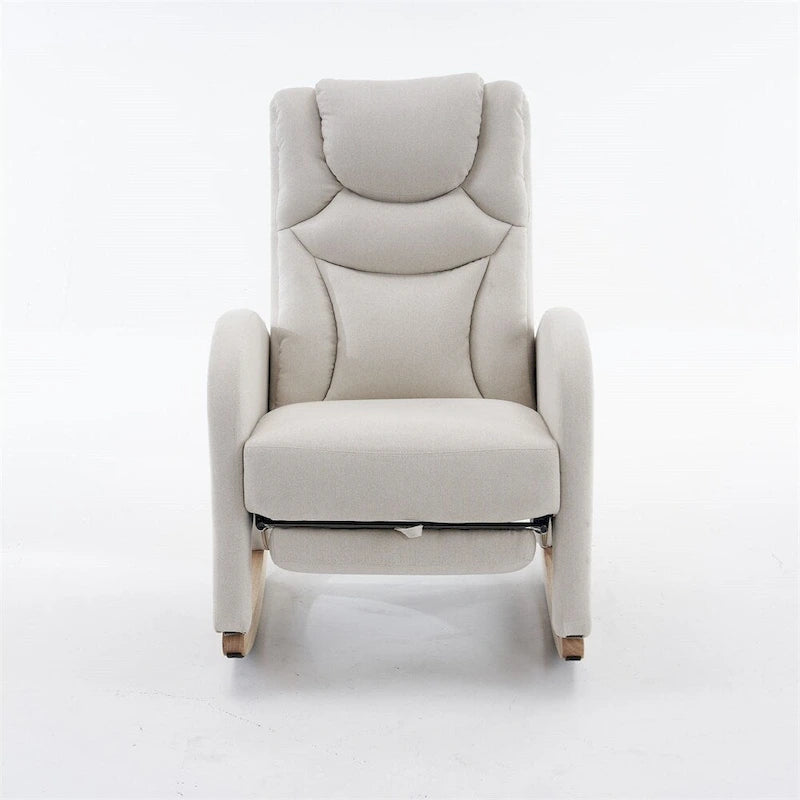 Fauteuil à bascule de puériculture ergonomique en tissu avec repose-pieds réglable