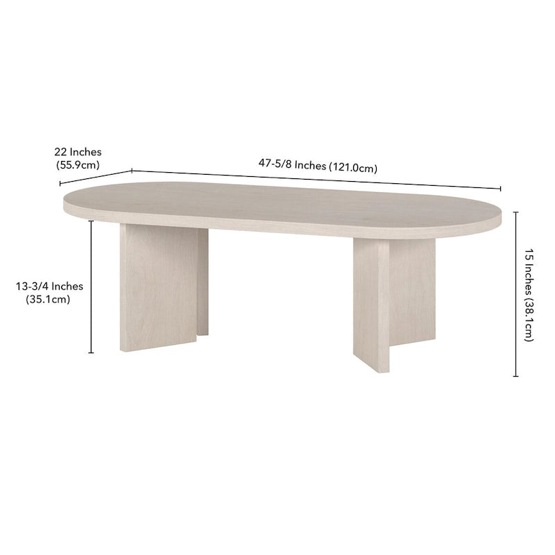 Table basse ovale de 48 pouces de largeur - 47,63 pouces de largeur