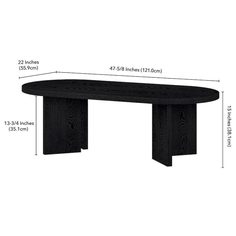Table basse ovale de 48 pouces de largeur - 47,63 pouces de largeur