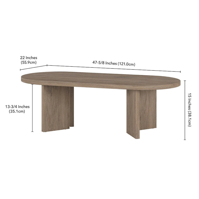 Table basse ovale de 48 pouces de largeur - 47,63 pouces de largeur
