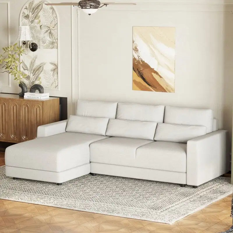 Canapé d'angle modulaire en forme de L de 92,9 po de largeur avec coussins et 3 oreillers