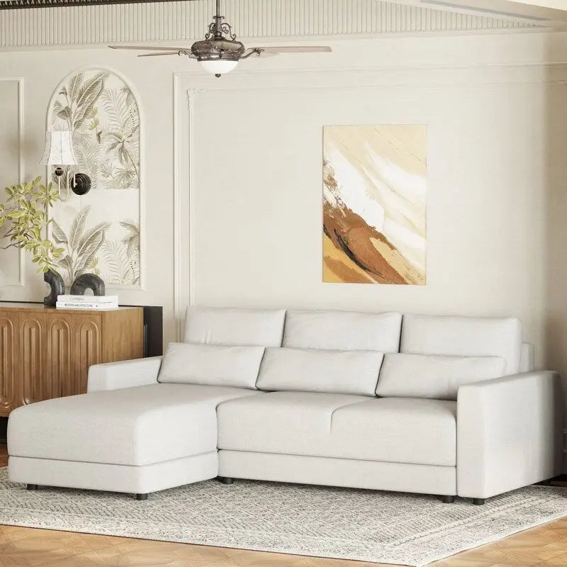 Canapé d'angle modulaire en forme de L de 92,9 po de largeur avec coussins et 3 oreillers