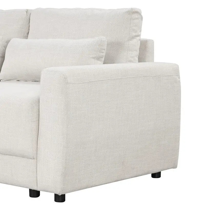 Canapé d'angle modulaire en forme de L de 92,9 po de largeur avec coussins et 3 oreillers