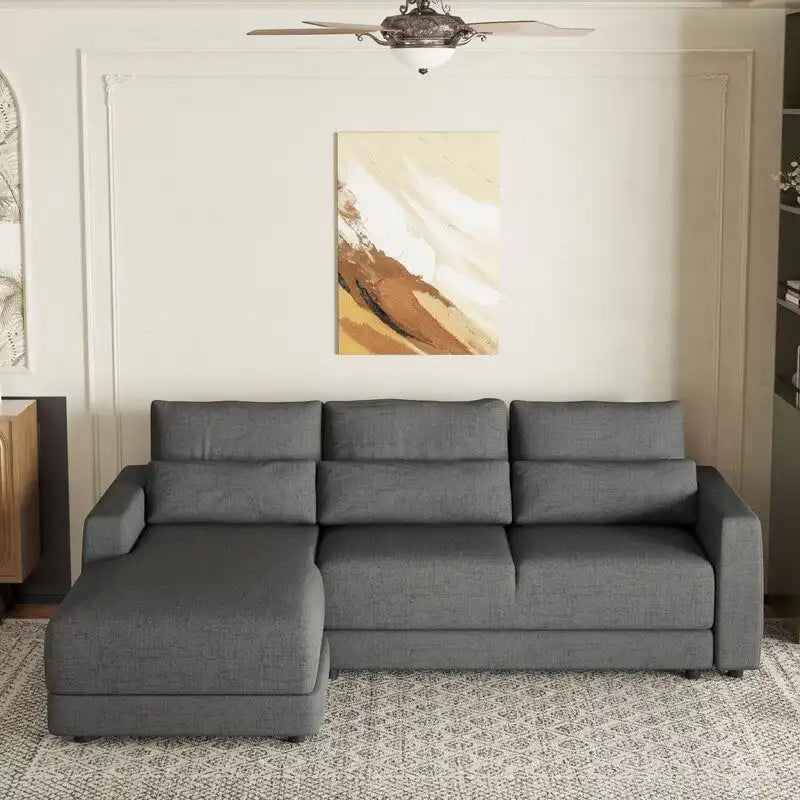 Canapé d'angle modulaire en forme de L de 92,9 po de largeur avec coussins et 3 oreillers