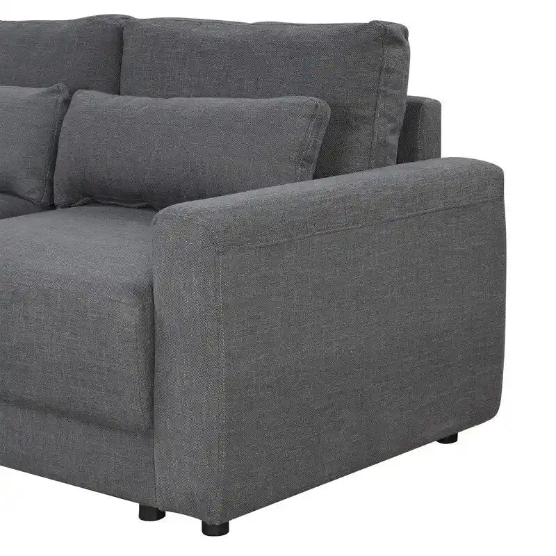 Canapé d'angle modulaire en forme de L de 92,9 po de largeur avec coussins et 3 oreillers