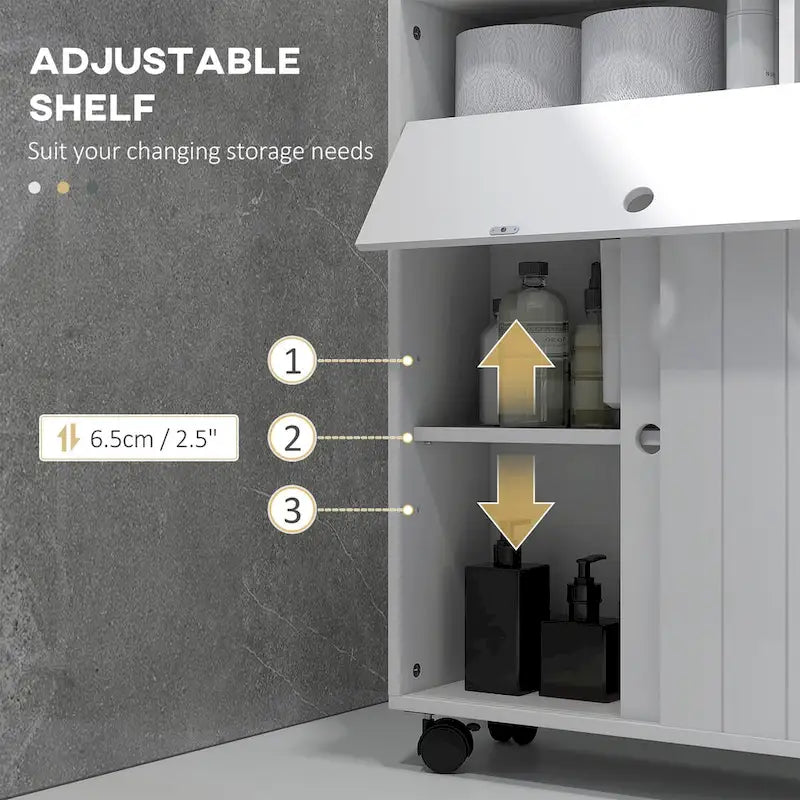 Porte-papier toilette, meuble-lavabo de salle de bain étroit avec 4 roulettes, petite armoire de rangement de salle de bain avec ouverture pour mouchoirs.