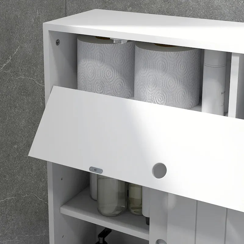 Porte-papier toilette, meuble-lavabo de salle de bain étroit avec 4 roulettes, petite armoire de rangement de salle de bain avec ouverture pour mouchoirs.