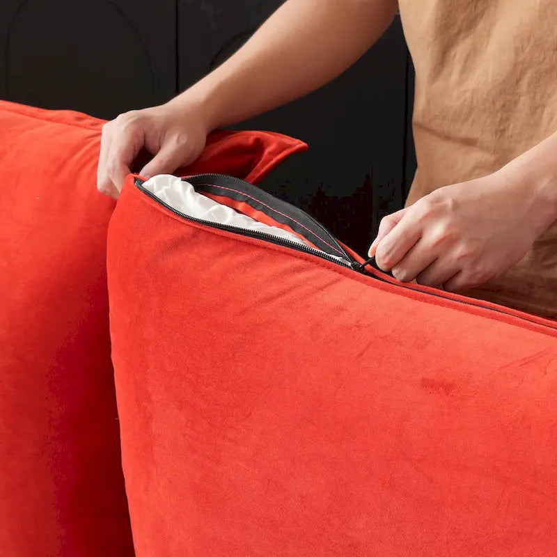 Canapé d'angle en U pour salon, canapé d'angle convertible en velours avec poufs