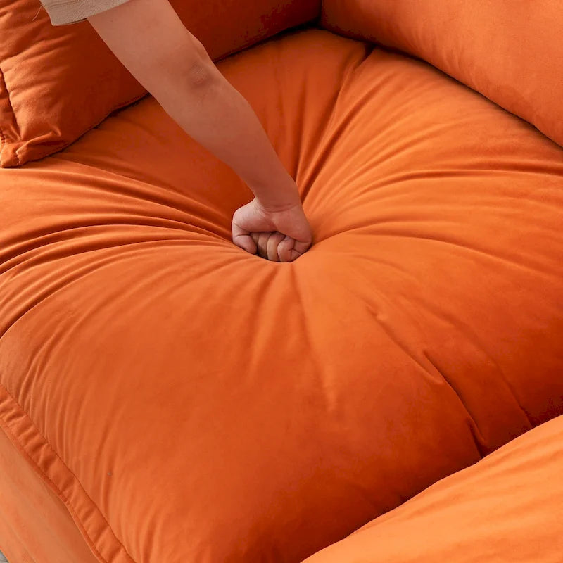 Canapé d'angle en U pour salon, canapé d'angle convertible en velours avec poufs