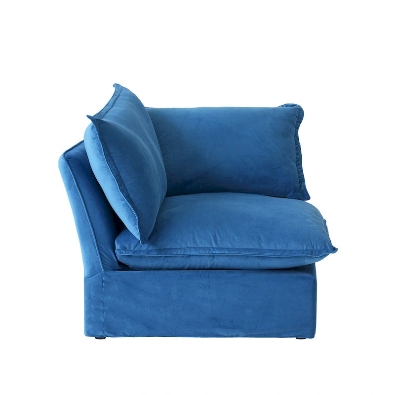 Canapé d'angle en U pour salon, canapé d'angle convertible en velours avec poufs