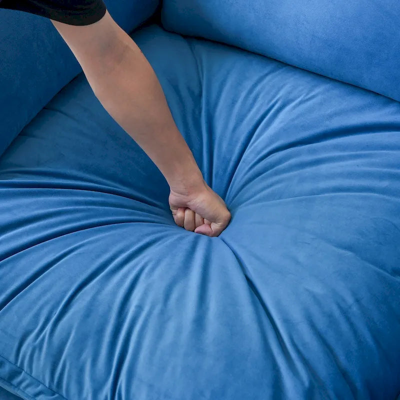 Canapé d'angle en U pour salon, canapé d'angle convertible en velours avec poufs