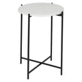 Table d'appoint terrazzo avec support métallique noir en forme de X - blanc