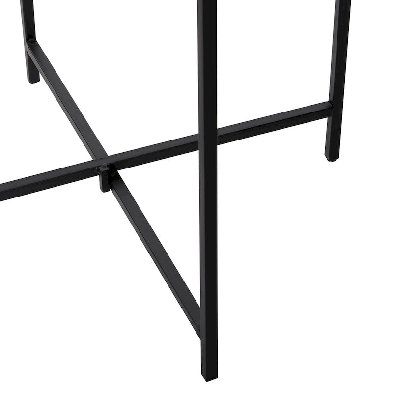 Table d'appoint terrazzo avec support métallique noir en forme de X - blanc