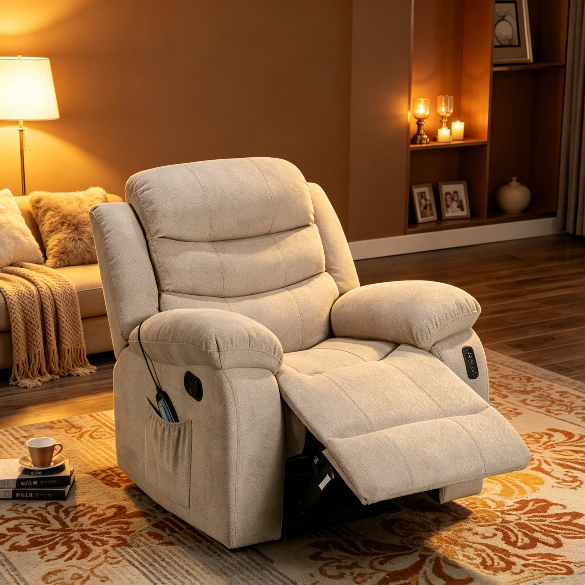Fauteuil inclinable moelleux avec fonctions massage et chaleur